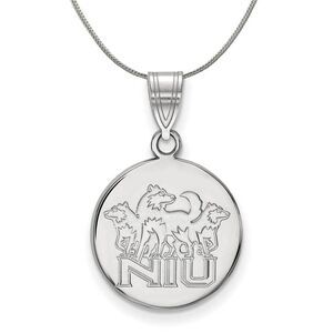 Sterling Silver Northern Illinois U. Medium Disc Necklace - 24 In